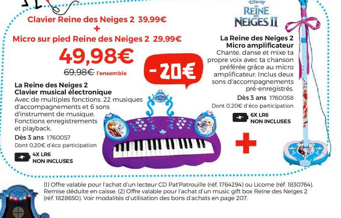 La Reine Des Neiges 2 Clavier Musical électronique, La Reine Des Neiges 2 Micro Amplificateur