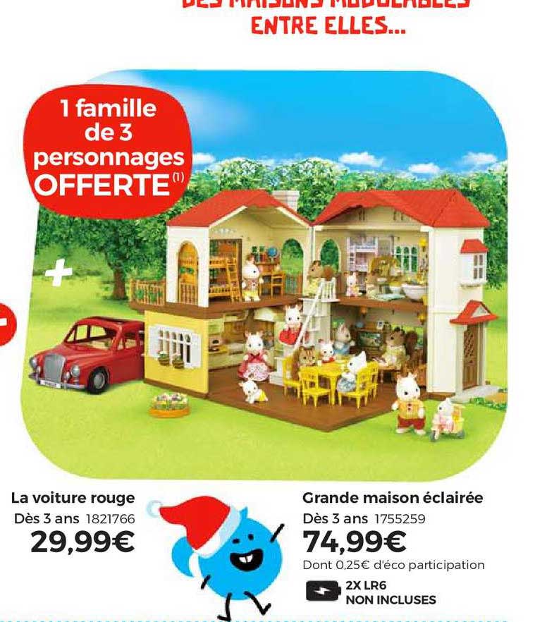 la voiture rouge, grande maison éclairée