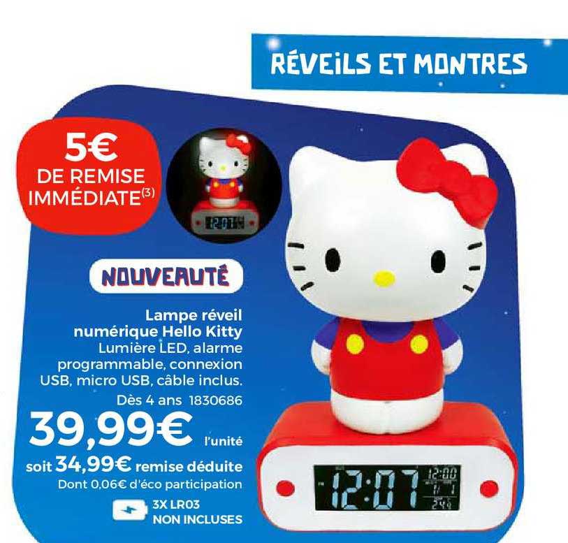 lampe réveil numérique hello kitty