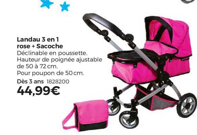 Landau 3 En 1 Rose + Sacoche