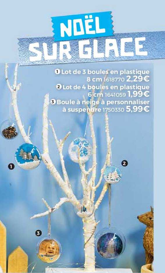 lot de 3 boules en plastique 8 cm, lot de 4 boules en plastique 6 cm, boule à neige à personnaliser à suspendre