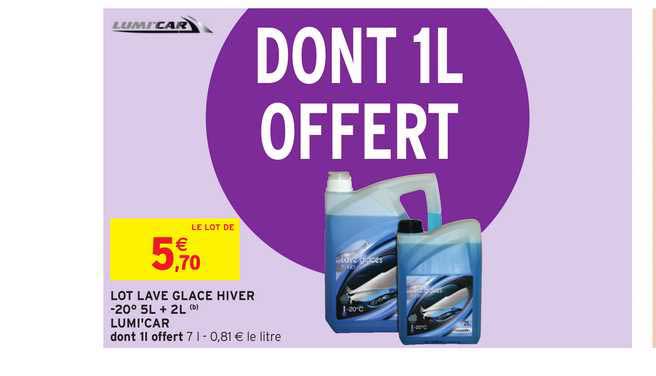 lot lave glace hiver -20° 5l + 2l lumi'car dont 1l offert