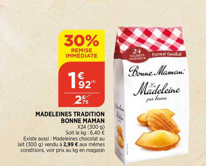 madeleines tradition bonne maman 30% remise immédiate
