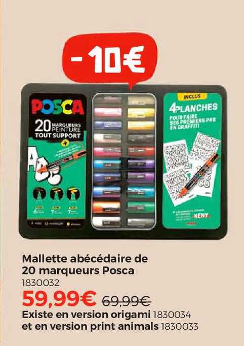 mallette abécédaire de 20 marqueurs posca