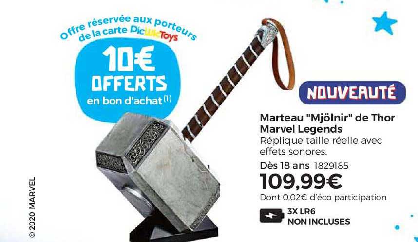marteau "mjölnir" de thor marvel legends