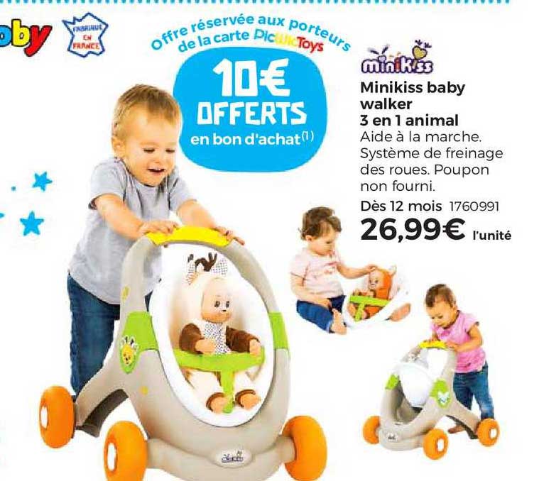 minikiss baby walker 3 en 1 animal