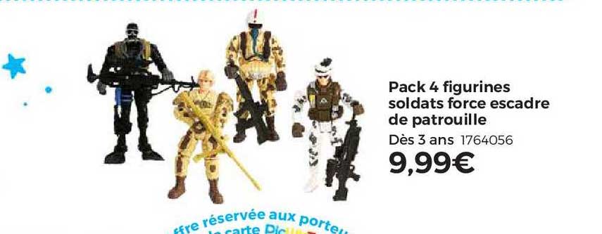 pack 4 figurines soldats force escadre de patrouille