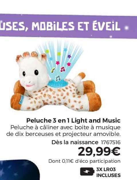 peluche 3 en 1 light and music