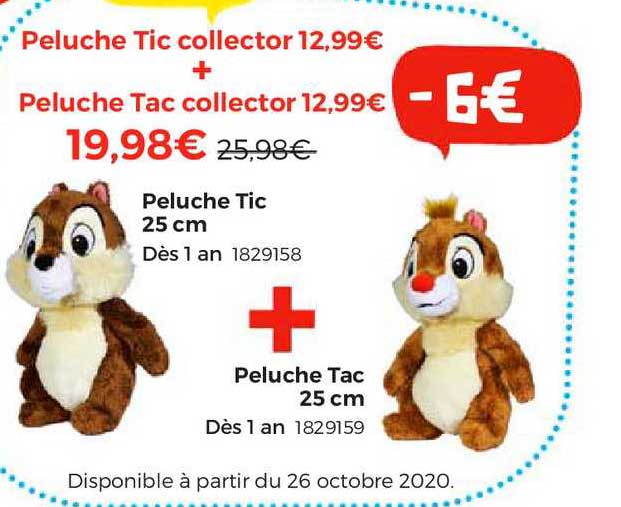 peluche tic 25 cm, peluche tac 25 cm