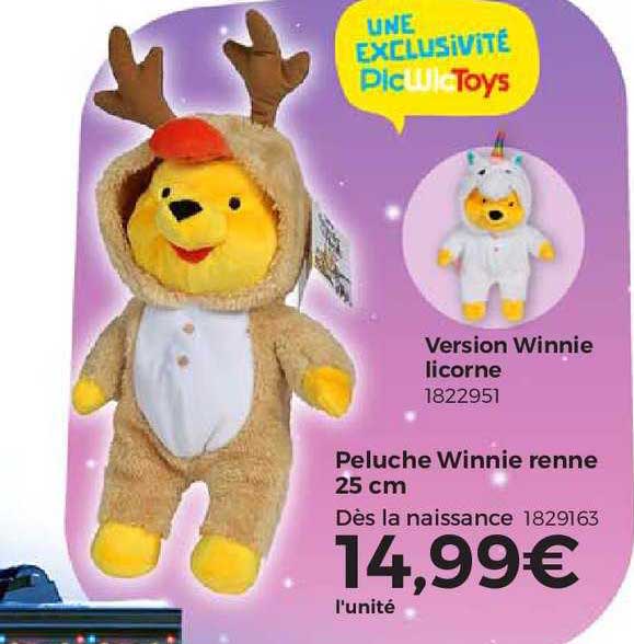 Peluche Winnie Renne 25 Cm, Version Winnie Licorne
