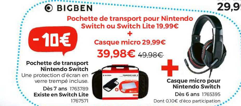Pochette De Transport Nintendo Switch, Casque Micro Pour Nintendo Switch