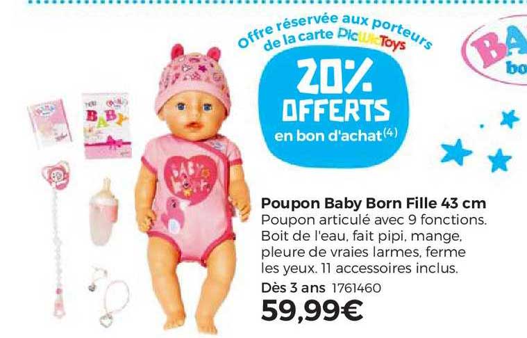 poupon baby born fille 43 cm