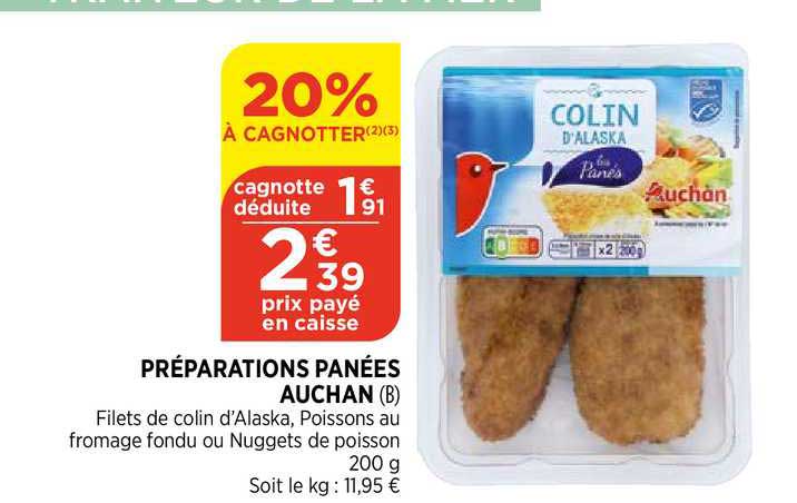 préparations panées auchan 20% à cagnotter