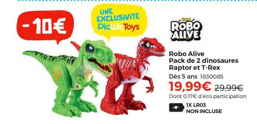 robo alive pack de 2 dinosaures raptor et t-rex
