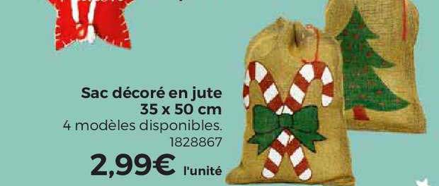 Sac Décoré En Jute 30 X 50 Cm