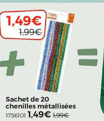 sachet de 20 chenilles métallisées