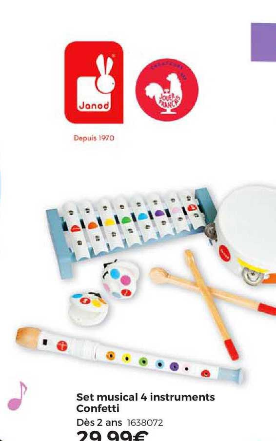 set musical 4 instruments confetti