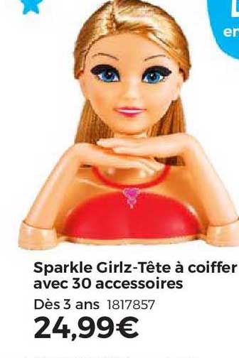 sparkle girlz-tête à coiffer avec 30 accessoires