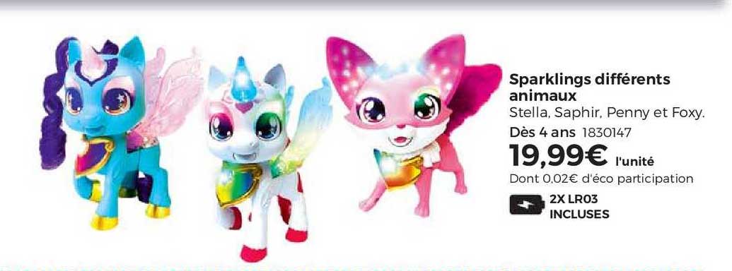 sparklings différents animaux