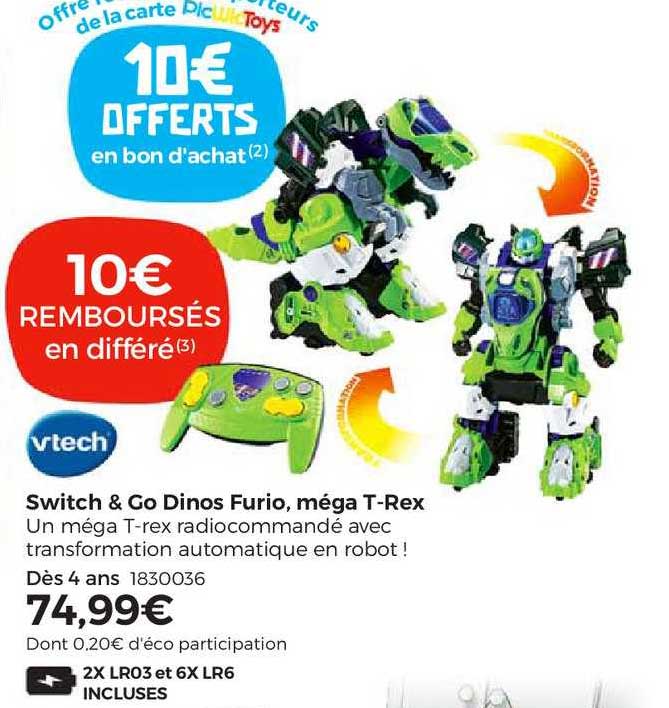 switch & go dinos furio, méga t rex vtech