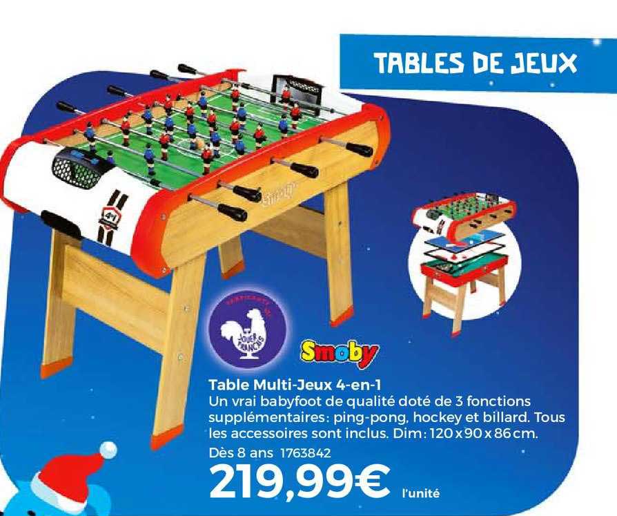 table multi-jeux 4-en-1