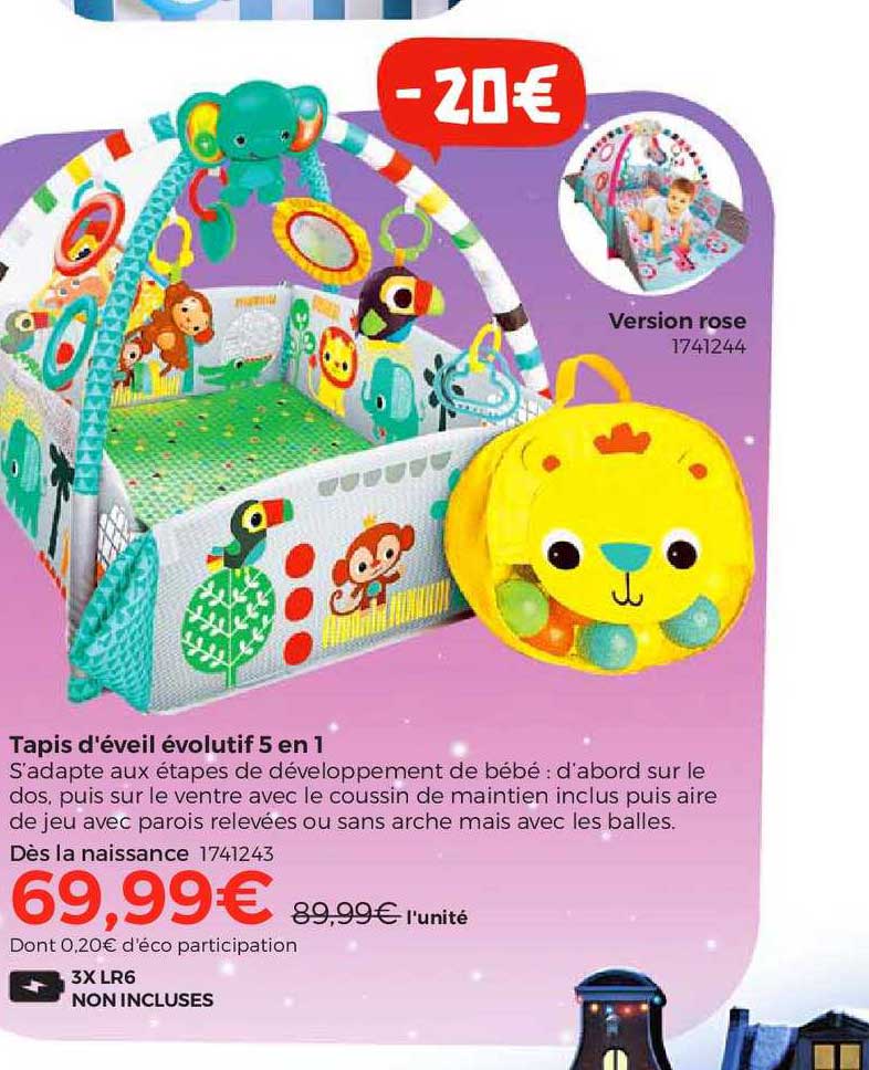 tapis d'éveil évolutif 5 en 1, version rose