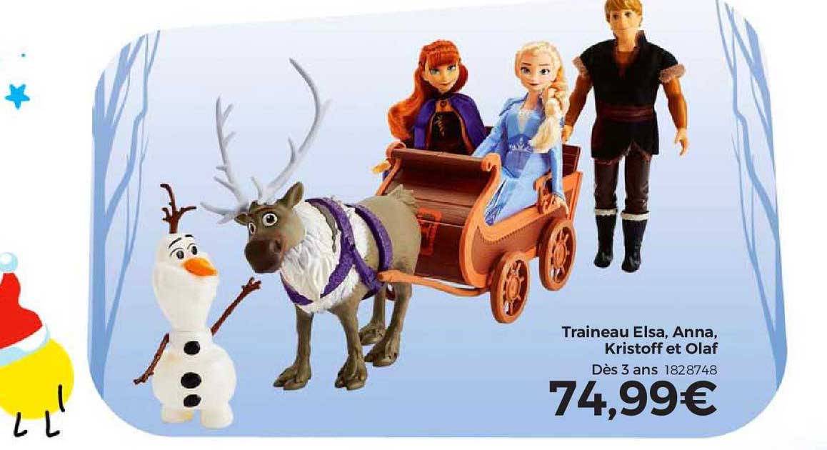 traineau elsa, anna kristoff et olaf