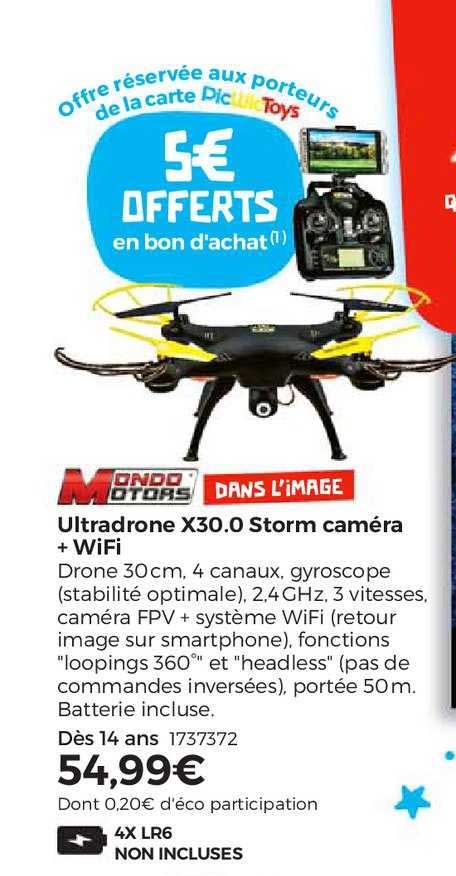 ultradrone x30.0 storm caméra + wifi mondo motors