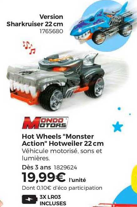 version sharkruiser 22 cm, hot wheels "monster action" hotweiler 22 cm