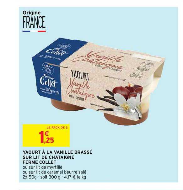 yaourt à la vanille brassé sur lit de chataigne ferme collet