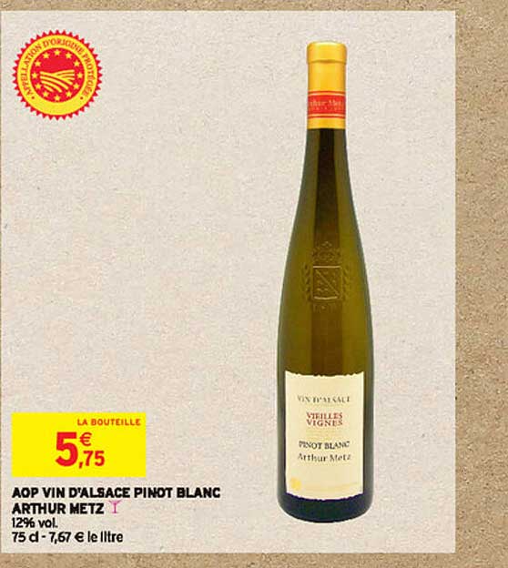 aop vin d'alsace pinot blanc arthur metz