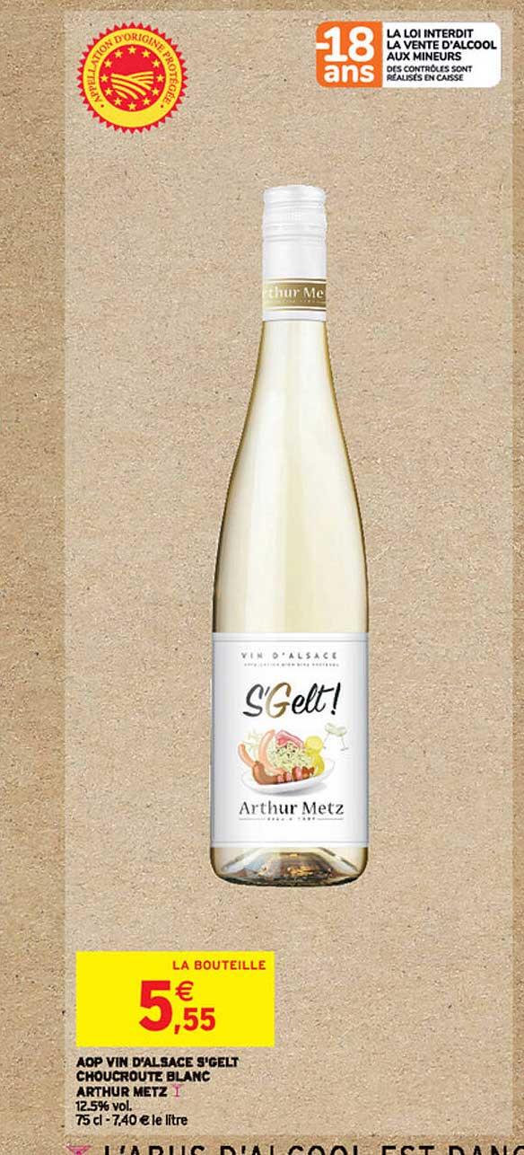 aop vin d'alsace stgelt! choucroute blanc arthur metz