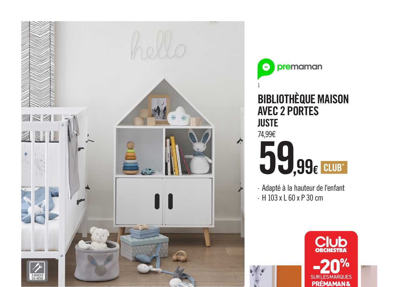 bibliothèque maison avec 2 portes juste