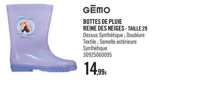 bottes de pluie reine des neiges - taille 29 gemo