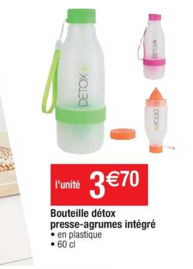 bouteille détox presse-agrumes intégré