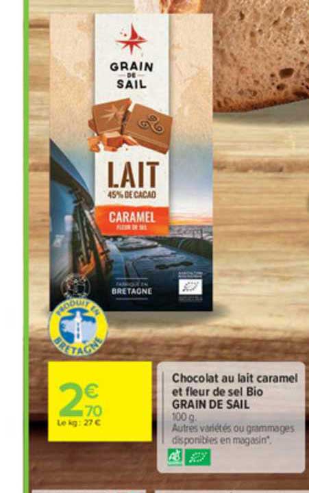 chocolat au lait caramel et fleur de sel bio grain de sail