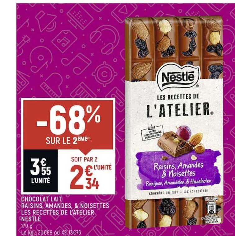 chocolat lait raisins, amandes, & noisettes les recettes de l'atelier nestlé