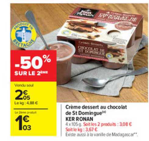 crème dessert au chocolat de st domingue ker  ronan