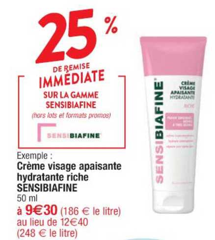 crème visage apaisante hydratante riche sensibiafine