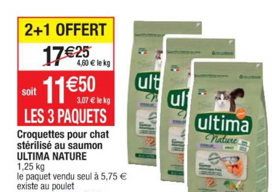 Croquettes Pour Chat Stérilisé Au Saumon Ultima Nature