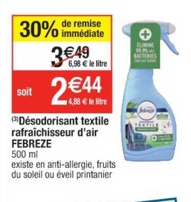 désodorisant textile rafraîchisseur d'air febreze