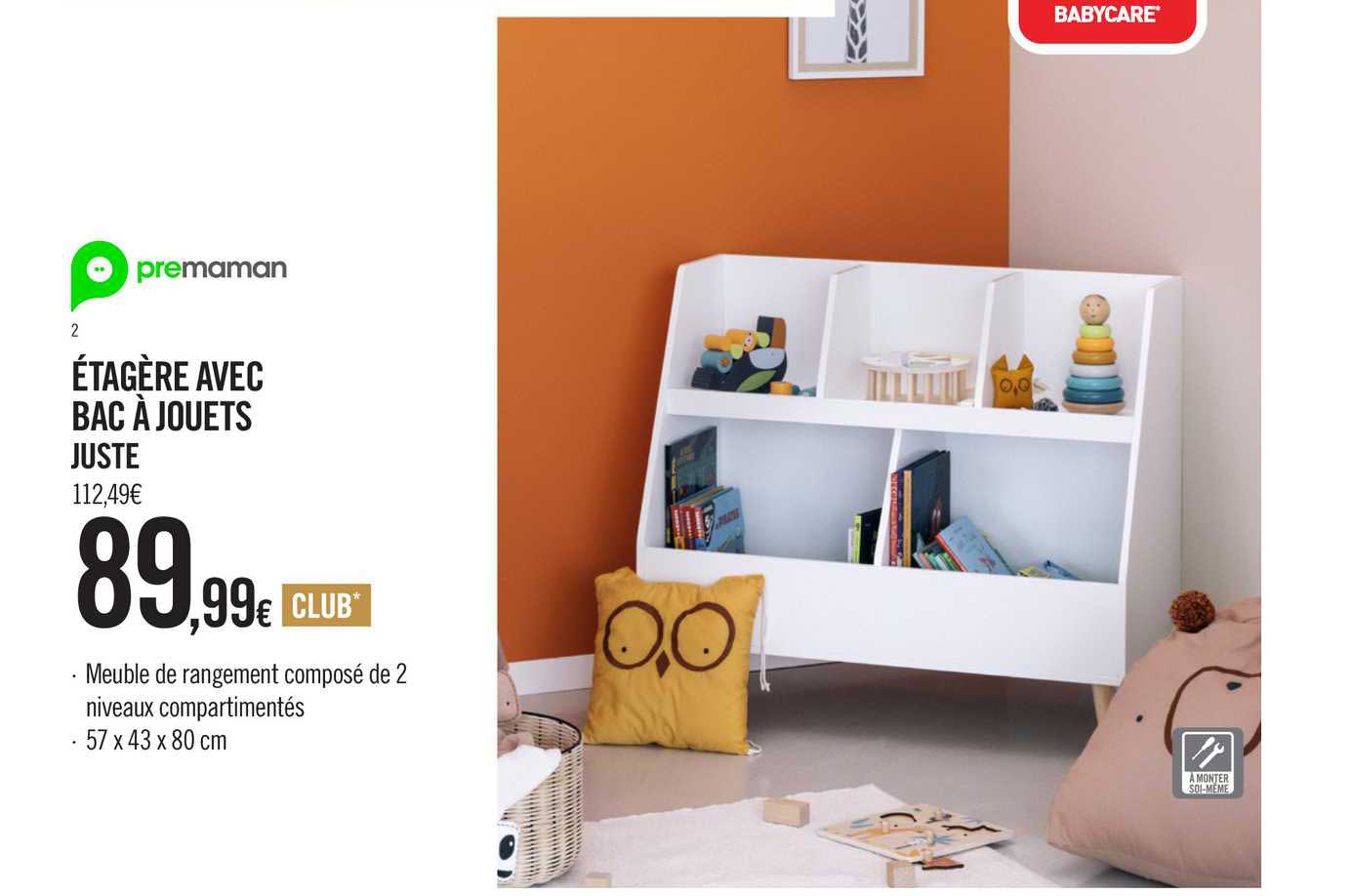 étagère avec bac à jouets juste