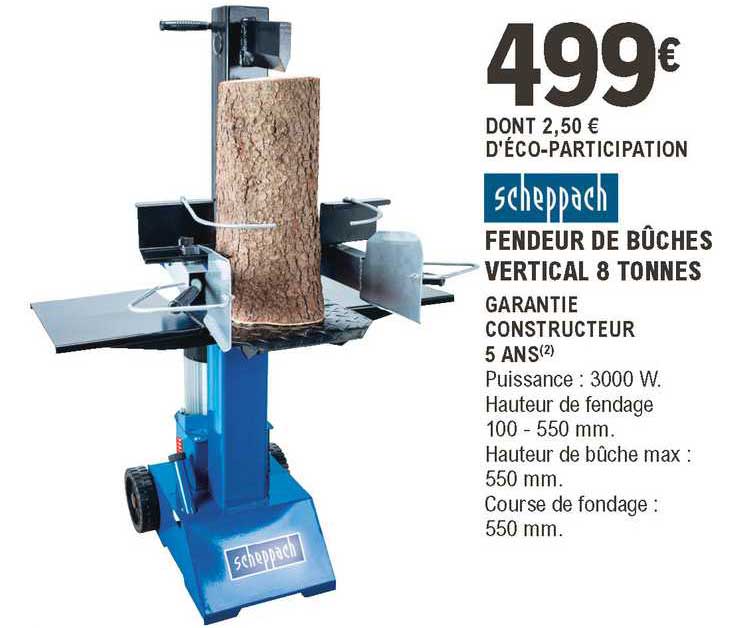 fendeur de bûches vertical 8 tonnes scheppach