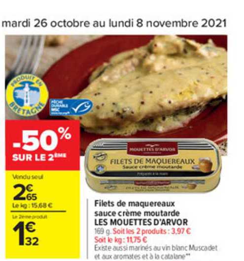 Filets De Maquereaux Sauce Crème Moutarde Les Mouettes D'arvor