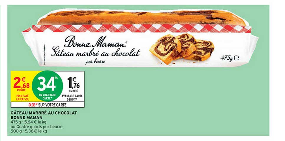 gâteau marbré au chocolat bonne maman