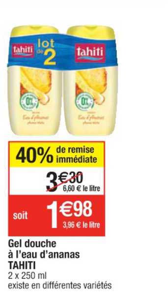 gel douche à l'eau d'ananas tahiti