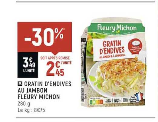 gratin d'endives au jambon fleury michon