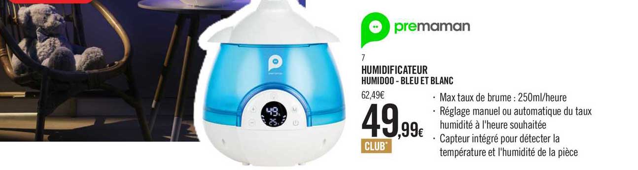 humidificateur humidoo - bleu et blanc premaman