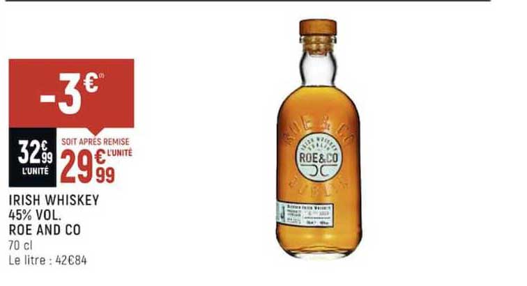 irish whiskey 45% vol. roe and co