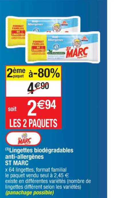 lingettes biodégradables anti-allergènes st marc